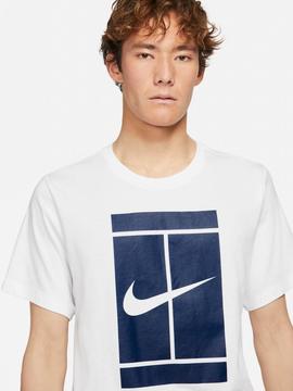 Camiseta Nike Blanca Cuadro Marino Logo Blc Hombre