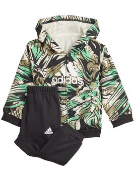 Chandal Adidas Estampado Negro/Verde Niño