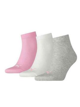 Calcetin Puma Quarter Gris Blanco Rosa