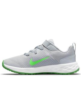Zapatilla Nike Revolution 6 Gris/Verde Niñ@