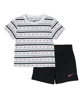 Conjunto Corto Nike Swoosh Blanco/Negro Niño