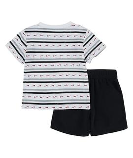 Conjunto Corto Nike Swoosh Blanco/Negro Niño