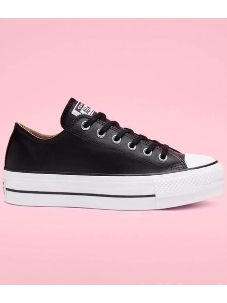 sinsonte Celda de poder condensador Zapatilla Converse Plataforma Piel Negra