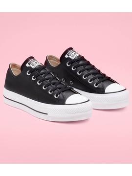 Zapatilla Converse Plataforma Piel Negra