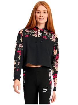 Sudadera Puma Trend Hoodie Negro/Flores Mujer