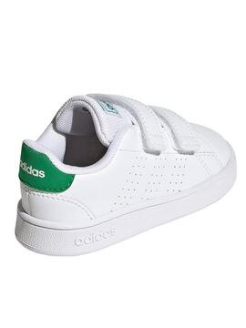 Zapatilla Adidas Advantage Blanco Verde Niñ@