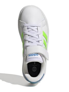 Zapatilla Adidas Grand Court Blanco Verde Niño
