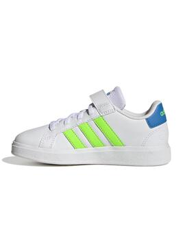 Zapatilla Adidas Grand Court Blanco Verde Niño