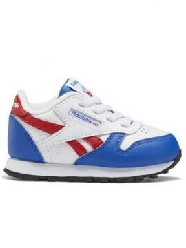 Zapatilla Reebok Classic Leather Bco/Azul Bebe