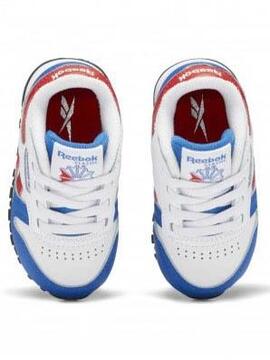 Zapatilla Reebok Classic Leather Bco/Azul Bebe