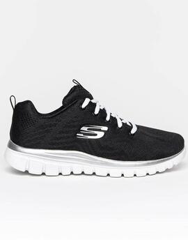 Zapatilla Skechers Graceful Negro/Bco Mujer