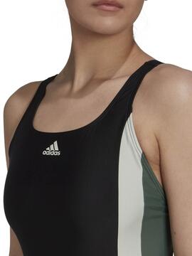 Bañador Piscina Adidas Negro Verde Mujer