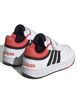 Zapatilla Adidas Hoops 3 Bco/Negro/Rojo Bebe