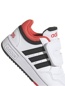 Zapatilla Adidas Hoops 3 Bco/Negro/Rojo Bebe