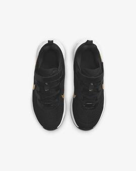 Zapatilla Nike Revolution Negro Oro Niñ@