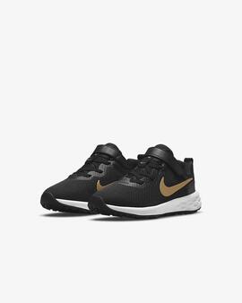 Zapatilla Nike Revolution Negro Oro Niñ@