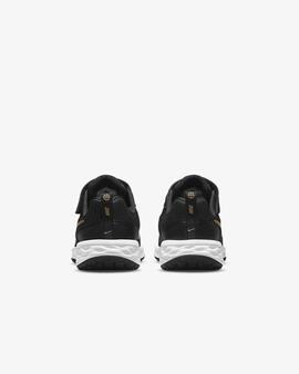 Zapatilla Nike Revolution Negro Oro Niñ@
