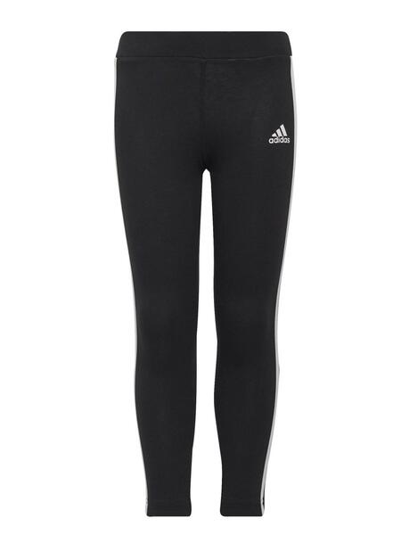 Mallas Leggings niña adidas negro con 3 franjas blancas