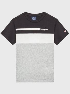 Camiseta Champion Classic Negro/Gris Niño