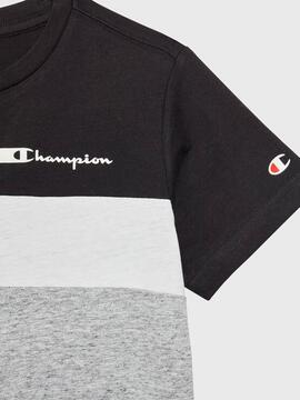 Camiseta Champion Classic Negro/Gris Niño