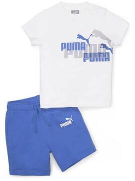 Conjunto Corto Puma Mimicats Blanco/Azul Niño