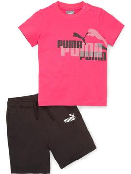 Conjunto Corto Puma Minicats Fucsia/Negro Niña