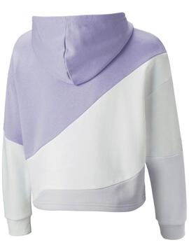 Sudadera Puma Power Cropped Bco/Lila Niña