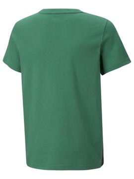 Camiseta Puma Ess Block Verde/Negro Niño