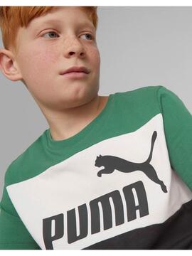 Camiseta Puma Ess Block Verde/Negro Niño