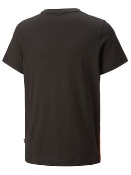 Camiseta Puma Ess Block Negro/Naranja Niño