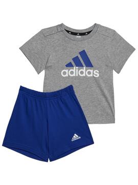 Conjunto Adidas Bos Gris/Azul Niño