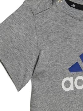 Conjunto Adidas Bos Gris/Azul Niño