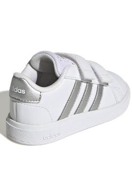 Zapatilla Adidas Grand Court Blanco Plata Bebe