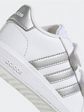 Zapatilla Adidas Grand Court Blanco Plata Bebe