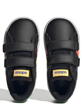 Zapatilla Adidas Grand Court Negro/Colores Bebe
