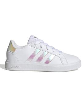 Zapatillas deportivas de niña Adidas en blanco con detalle irisdecentes