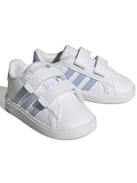 Zapatilla Adidas Grand Court Bco/Celeste Bebe