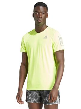 Camiseta Adidas Own The Run Verde Fosforito Hombre