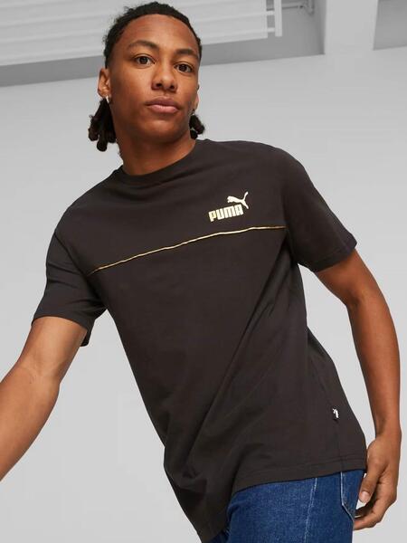 CAMISETA PUMA HOMBRE ESS LOGO TEE GRIS NEGRO