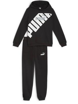 Chandal Puma Suit Negro Blanco Niño