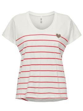 Camiseta Only Rayas Rojas Mujer