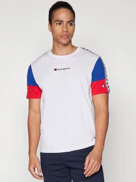 Camiseta Champion Blanca Azul Rojo Hombre