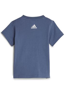 Conjunto Corto Adidas Azul Verde Gris Niño