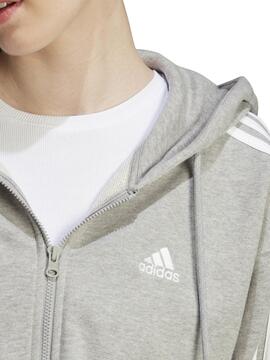 Chaqueta Adidas Gris Rayas Blancas W