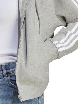 Chaqueta Adidas Gris Rayas Blancas W