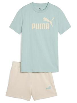 Conjunto Corto Puma Celeste Beige Jr