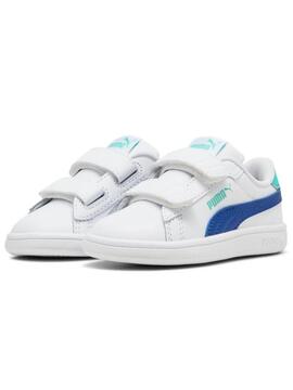 Zapatilla Puma Smash Blanco Azul Bebe