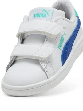 Zapatilla Puma Smash Blanco Azul Bebe