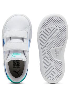 Zapatilla Puma Smash Blanco Azul Bebe