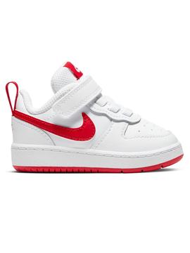 Zapatilla Nike Court Borough Blanco/Rojo Bebe